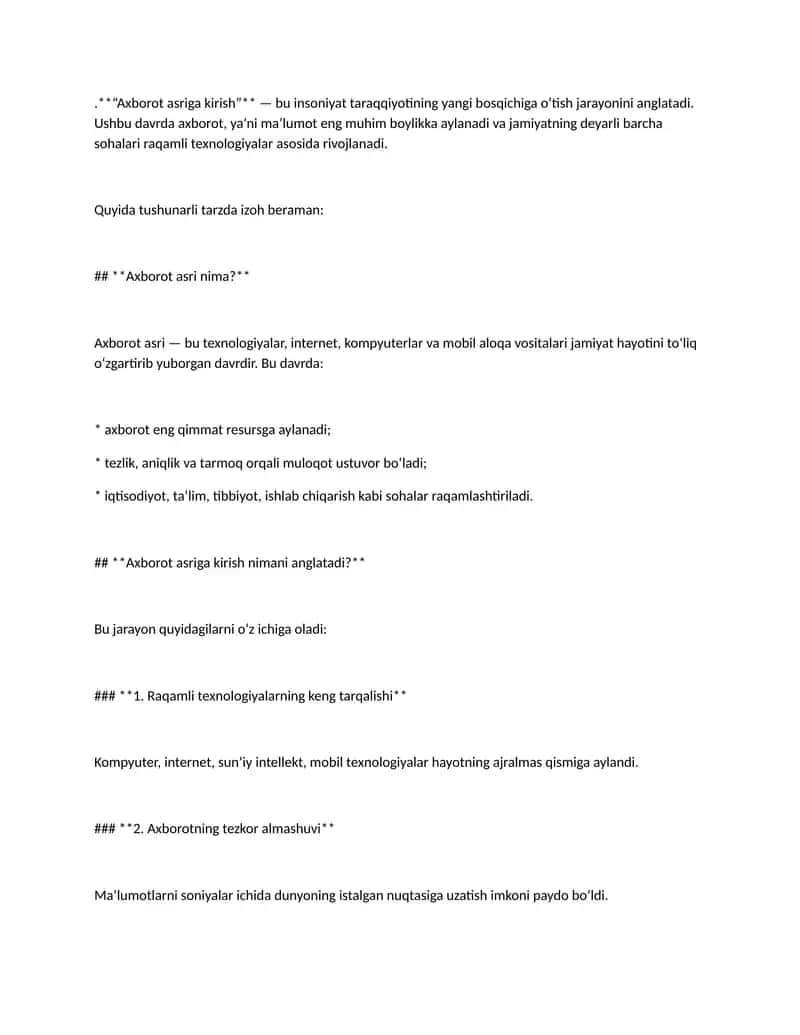 Axborot asriga kirish