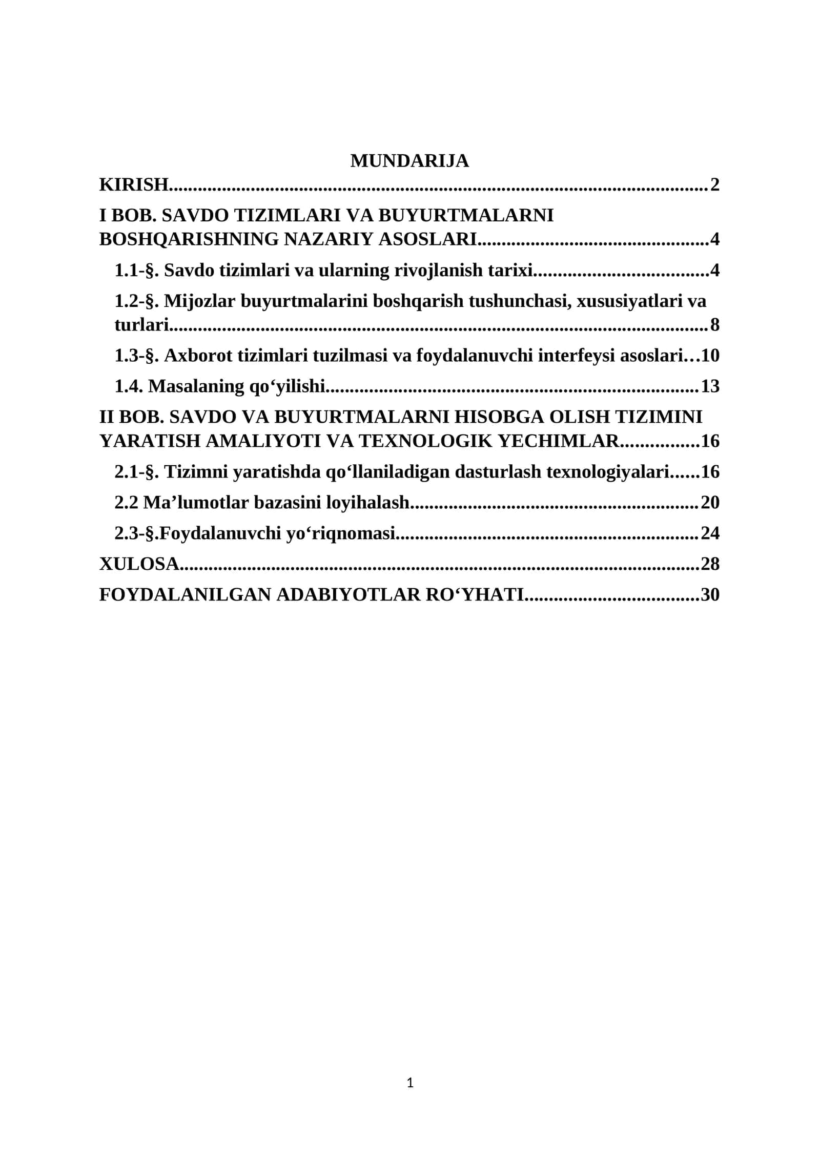 SAVDO TIZIMLARI VA BUYURTMALARNI BOSHQARISHNING NAZARIY ASOSLARI