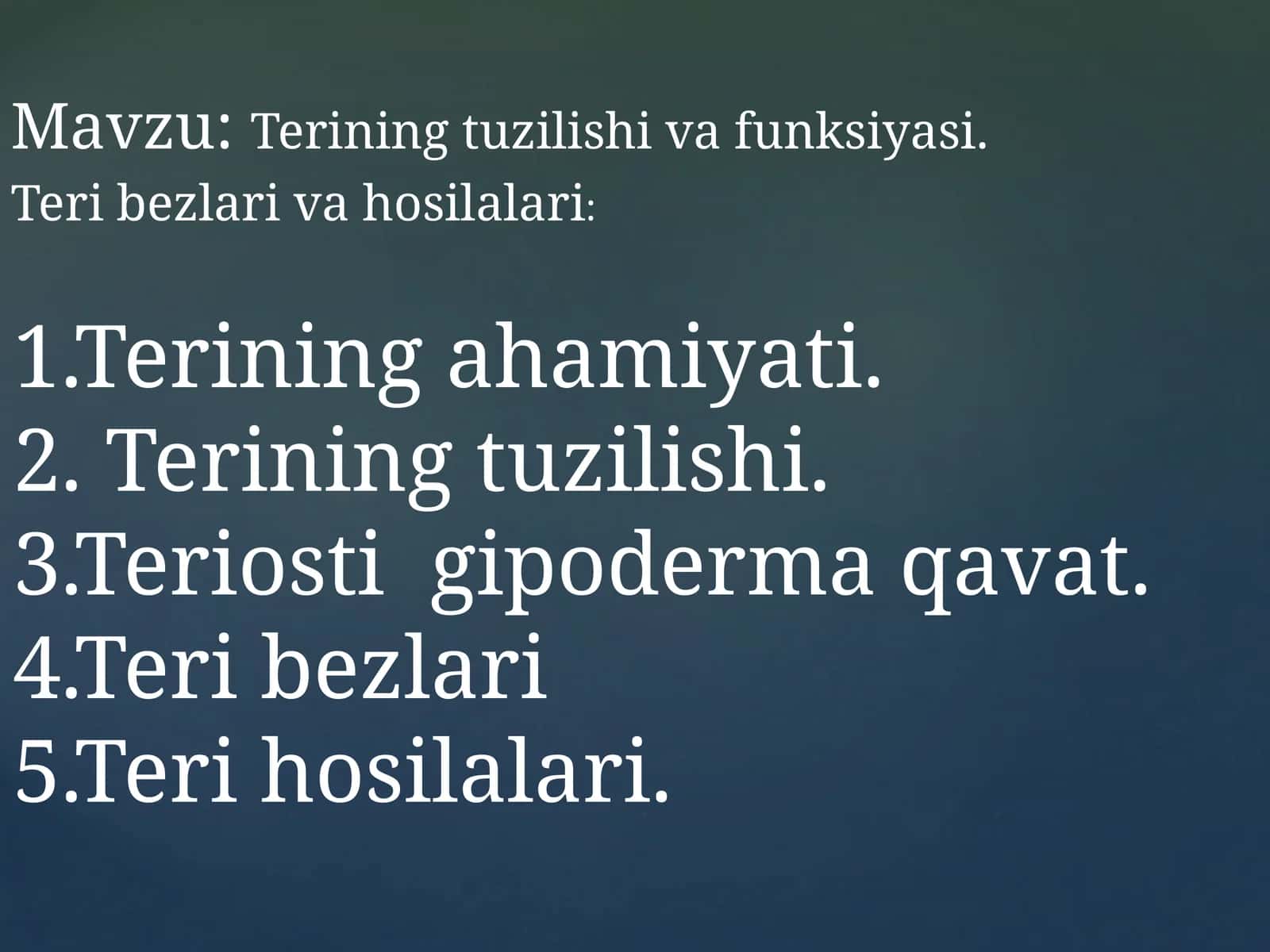 Terining tuzilishi va funksiyasi
