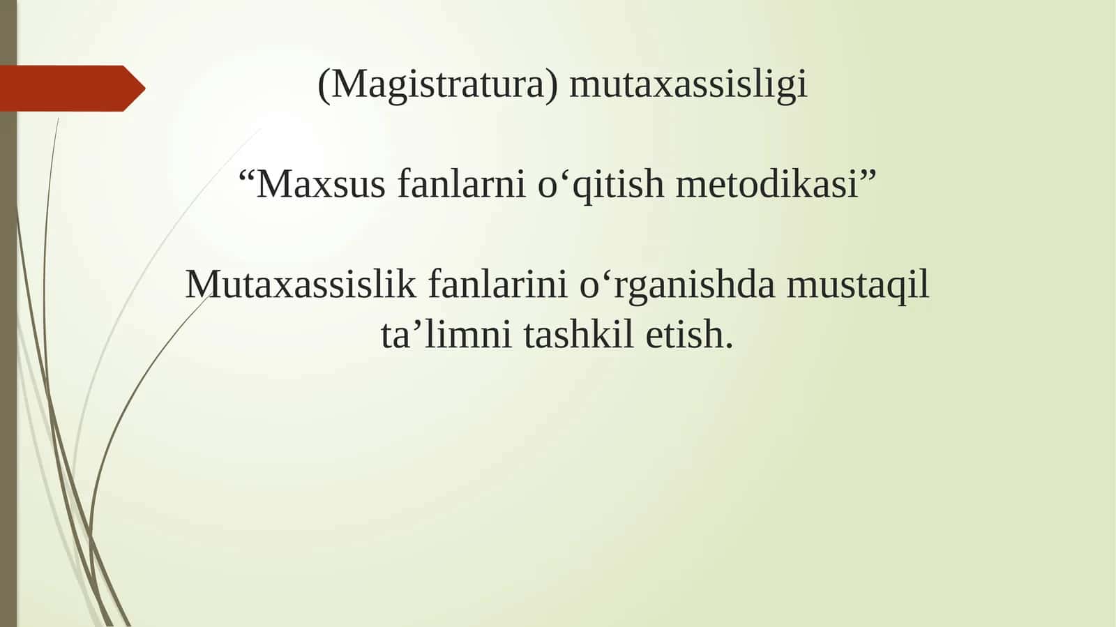 Magistratura Mutaxassisligi Maxsusfanlarnio'qitishmetodikasi