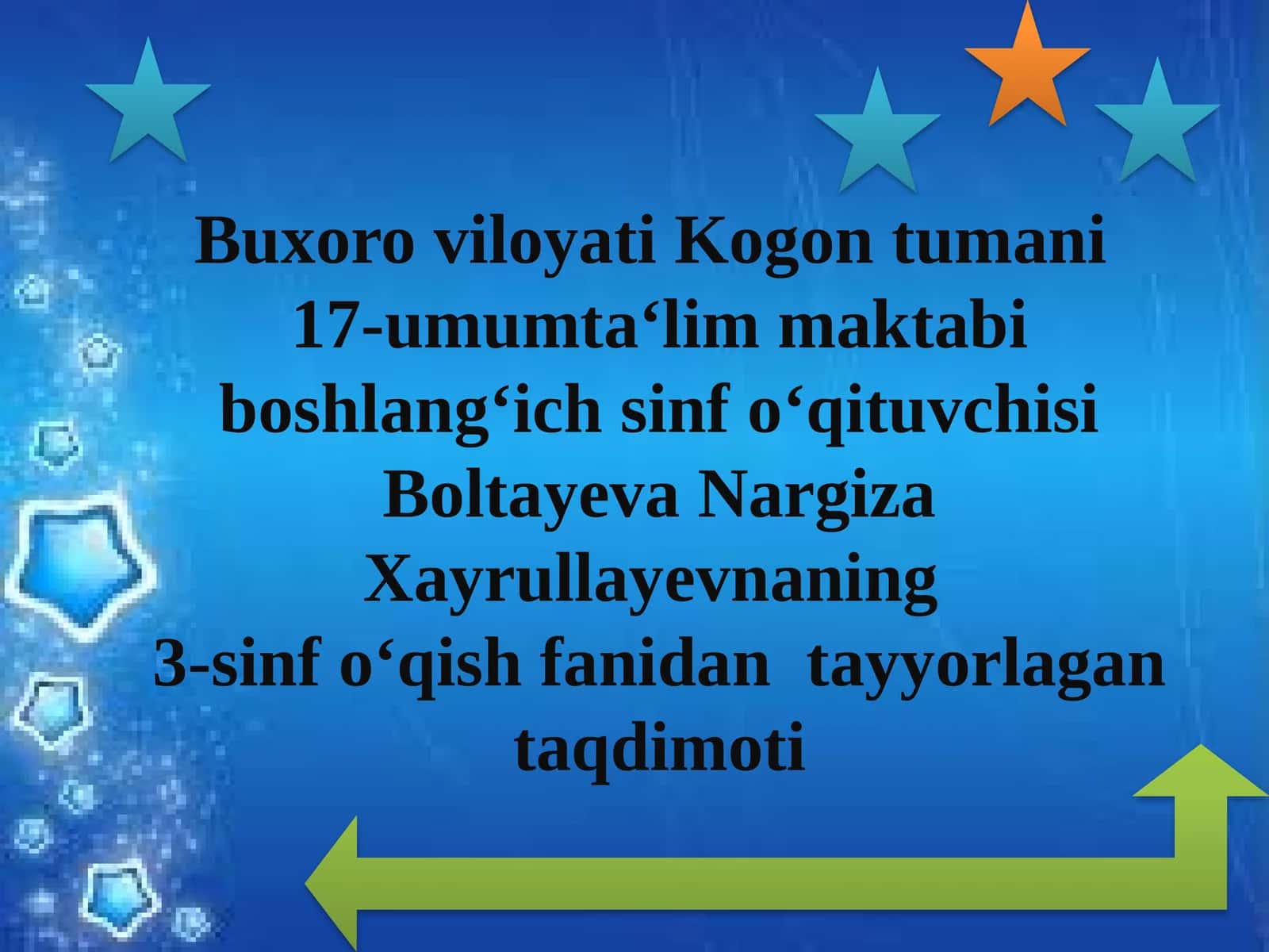 3-sinf O'qish fanidan Kumush qish mavzusida dars ishlanma