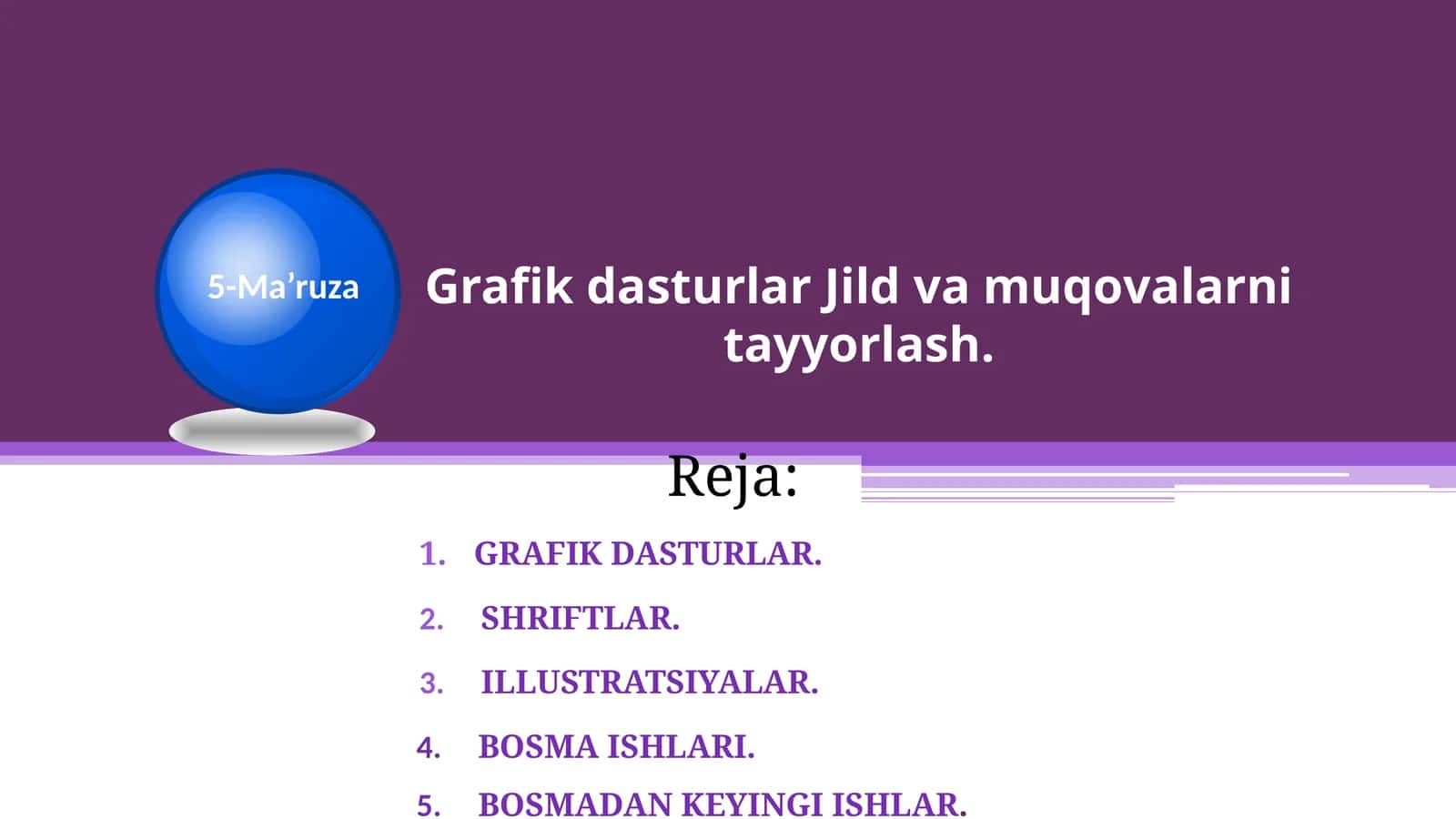 Grafik dasturlar Jildva muqovalarni tayyorlash