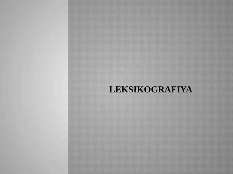 Leksikografiya