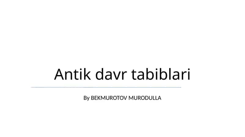 Antik davr tabiblari