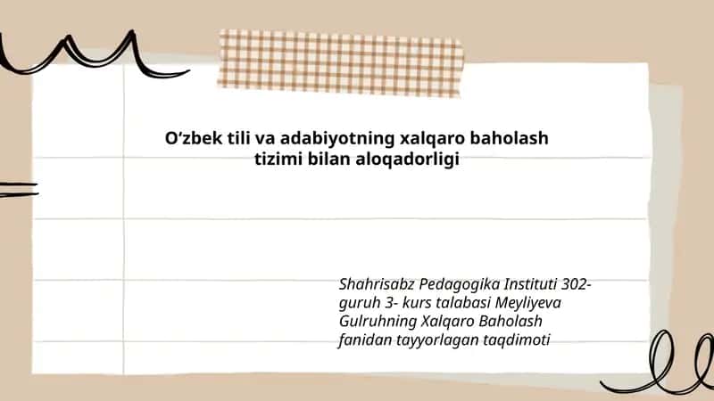 Xalqaro Baholash fanidan taqdimot