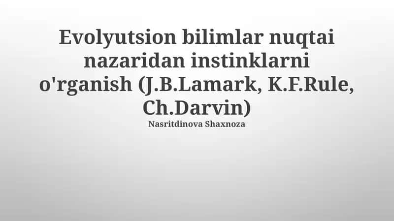 Evolyutsion bilimlar nuqtai nazaridan instinklarni o'rganish