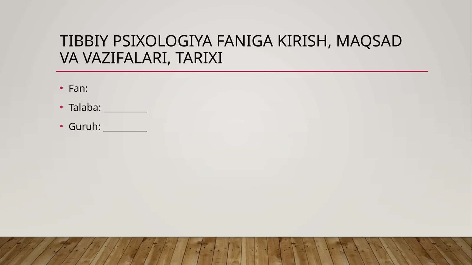 Tibbiy psixologiya faniga kirish