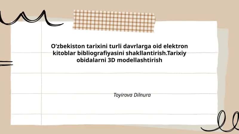 Oʻzbekiston tarixini turli davrlarga oid elektron kitoblar bibliografiyasini shakllantirish