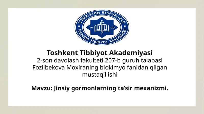 Jinsiy gormonlarning ta’sir mexanizmi