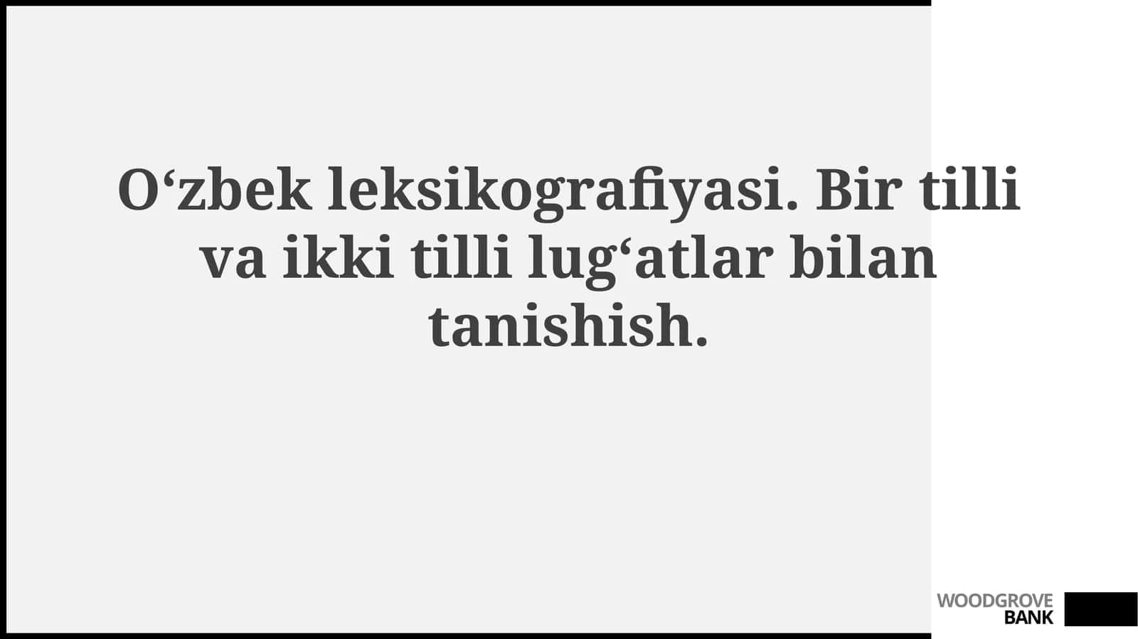 O‘zbek leksikografiyasi
