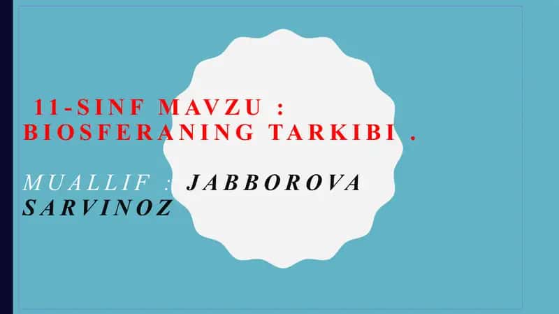 Biosferaning tarkibi