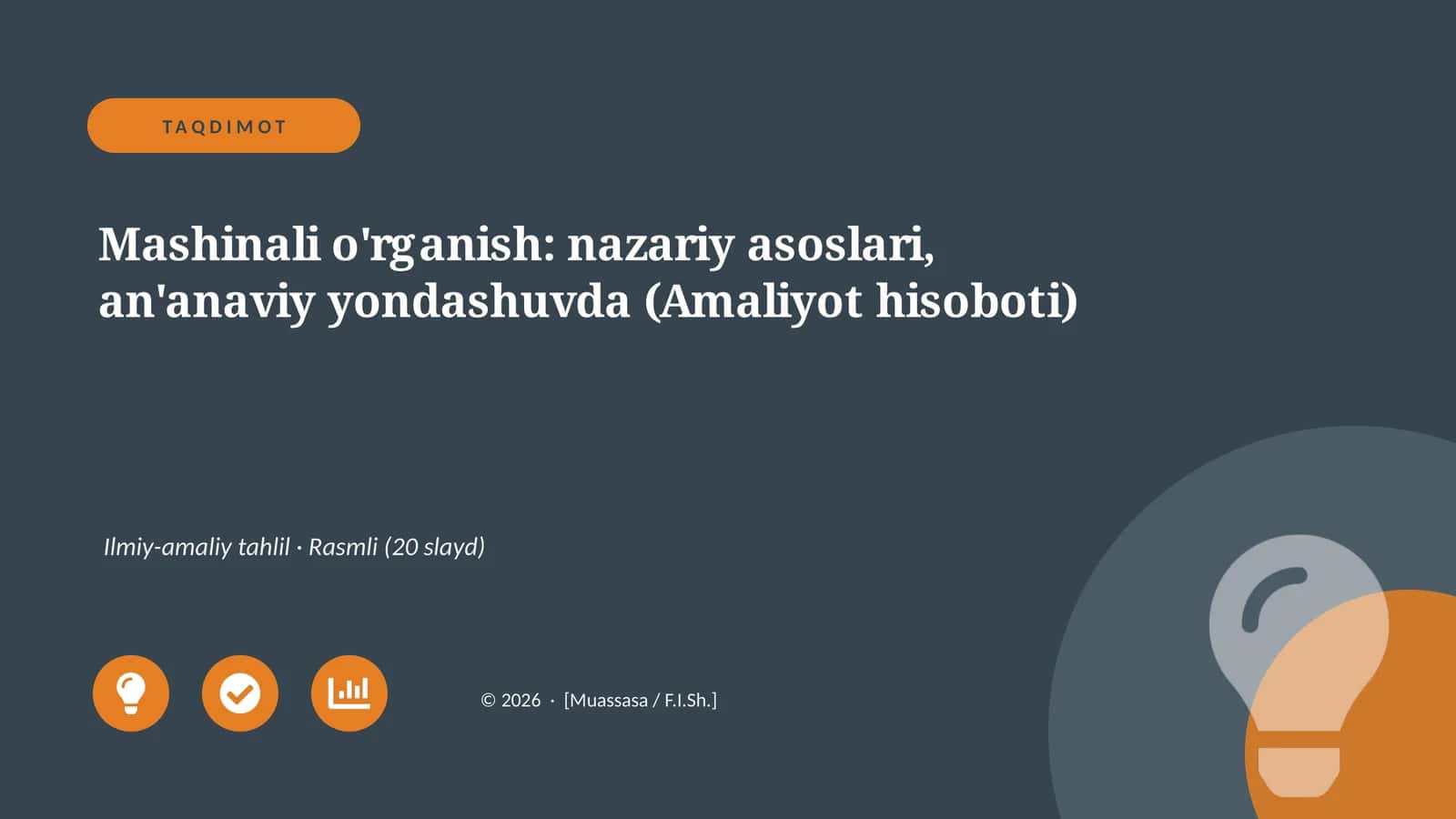 Mashinali o'rganish: nazariy asoslari, an'anaviy yondashuvda (Amaliyot hisoboti)