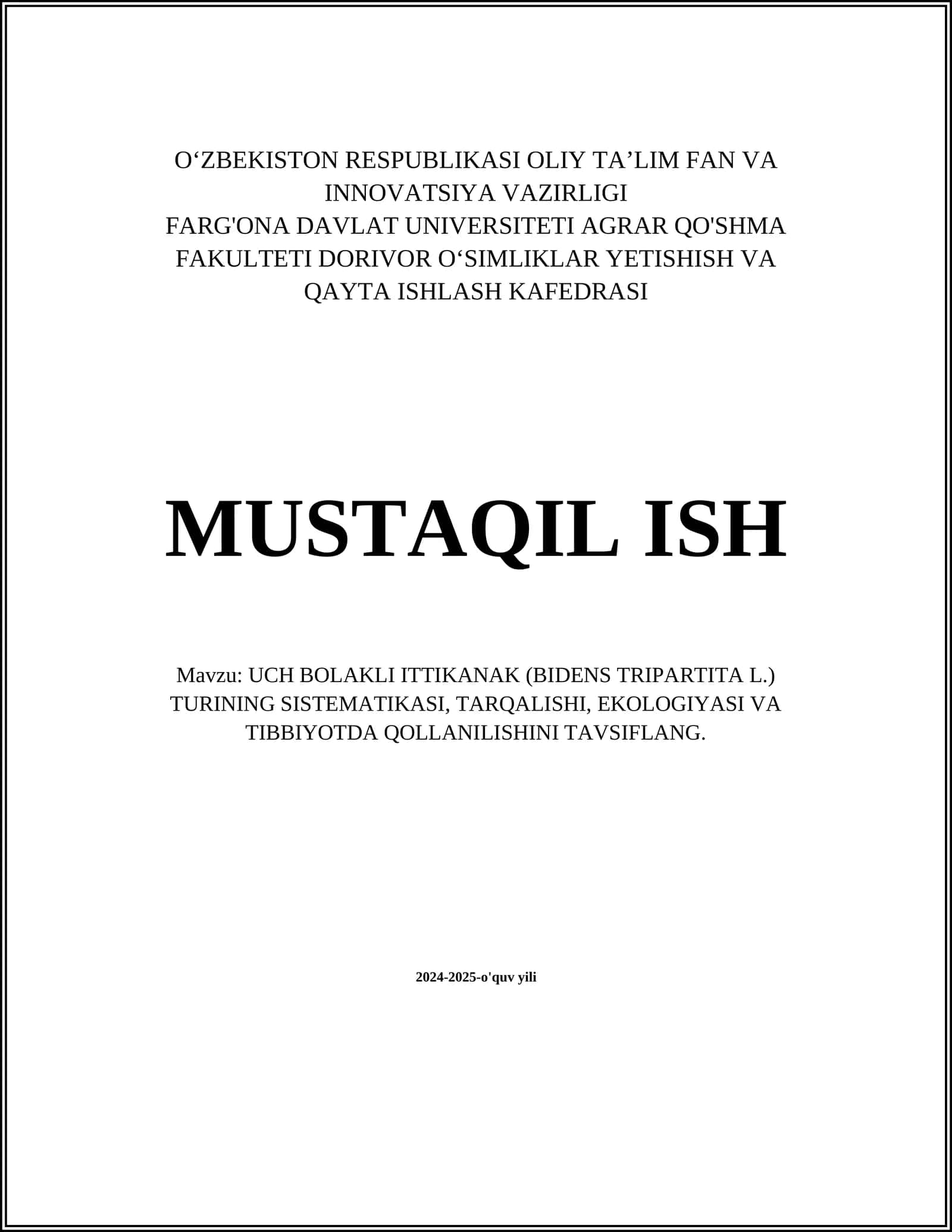 UCH BOLAKLI ITTIKANAK (BIDENS TRIPARTITA L.)