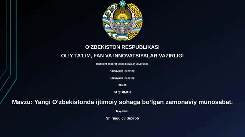 Yangi O‘zbekistonda ijtimoiy sohaga bo‘lgan zamonaviy munosabat