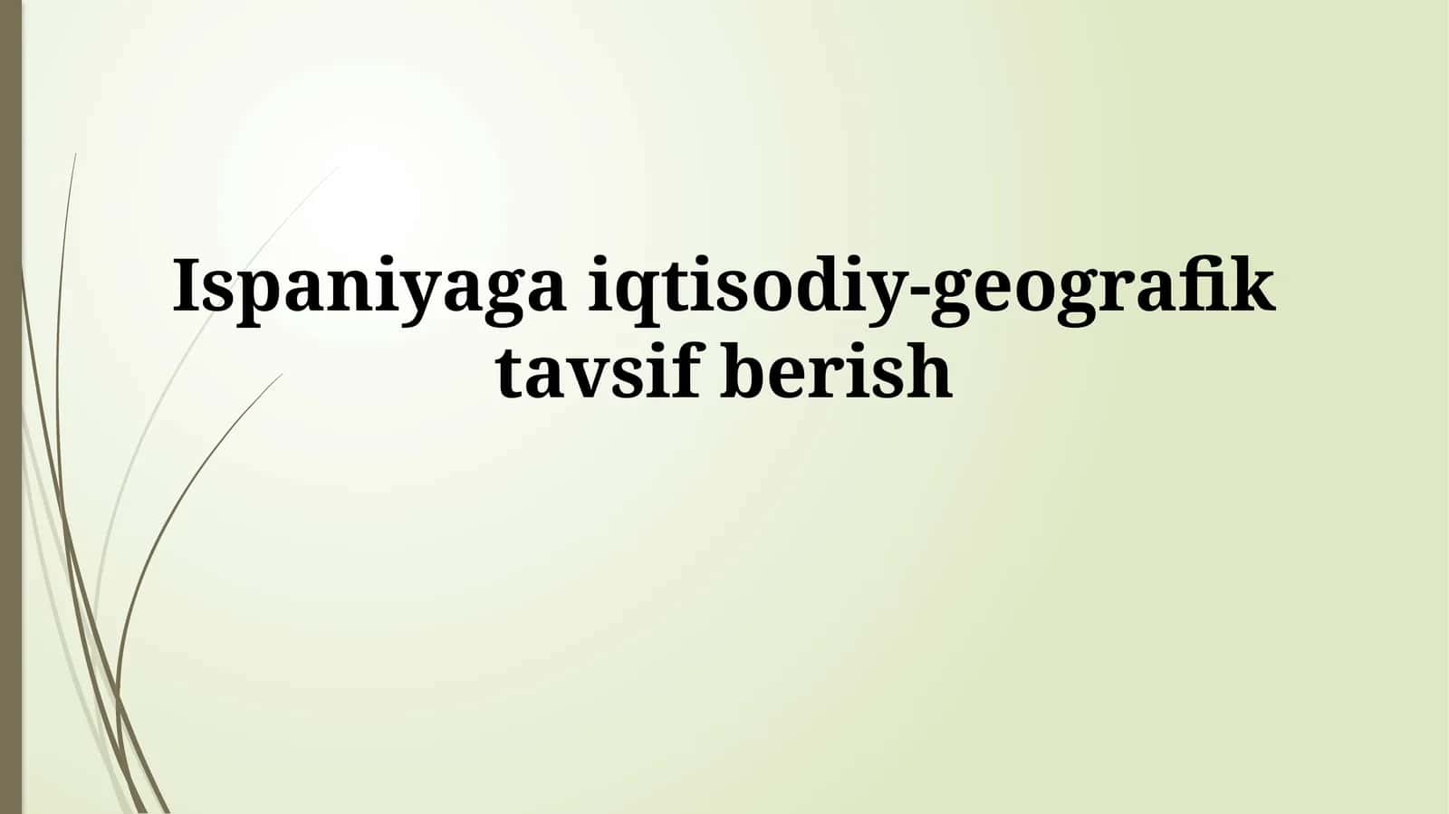 Ispaniyaga iqtisodiy-geografik tavsif berish
