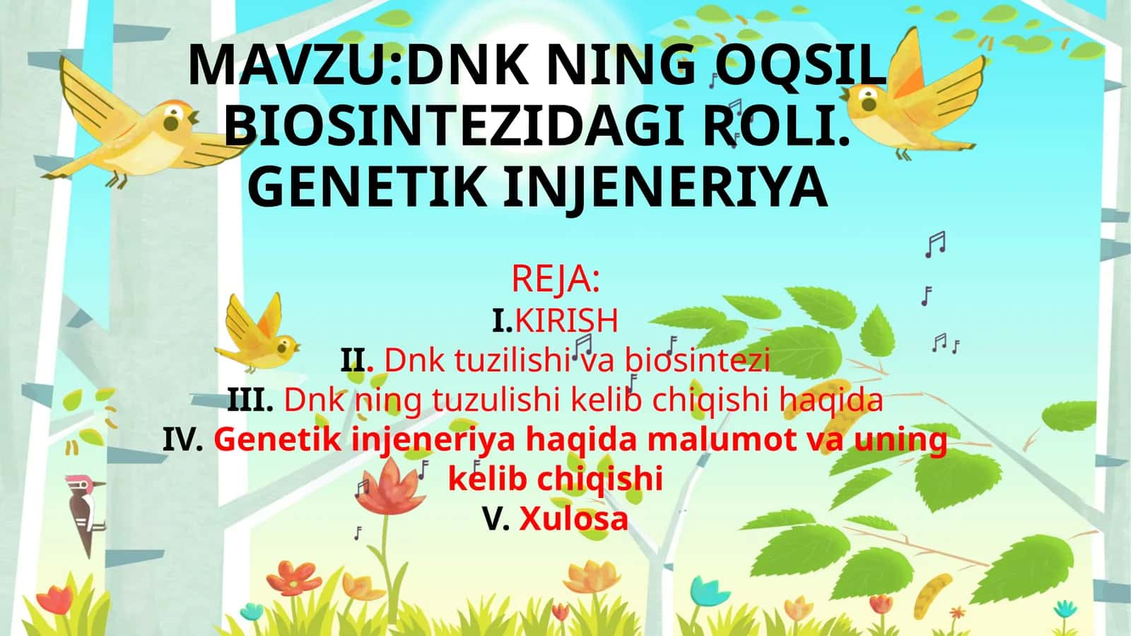 DNK NING OQSIL BIOSINTEZIDAGI ROLI. GENETIK INJENERIYA