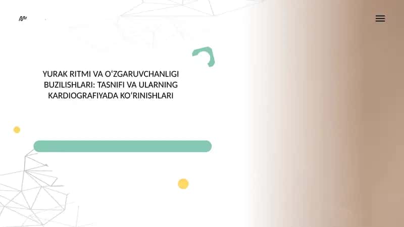 YURAK RITMI VA O‘ZGARUVCHANLIGI BUZILISHLARI: TASNIFI VA ULARNING KARDIOGRAFIYADA KO‘RINISHLARI