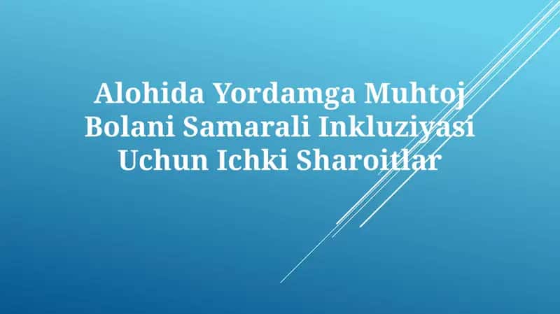 Alohida Yordamga Muhtoj Bolani Samarali Inkluziyasi UchunIchkiSharoitlar