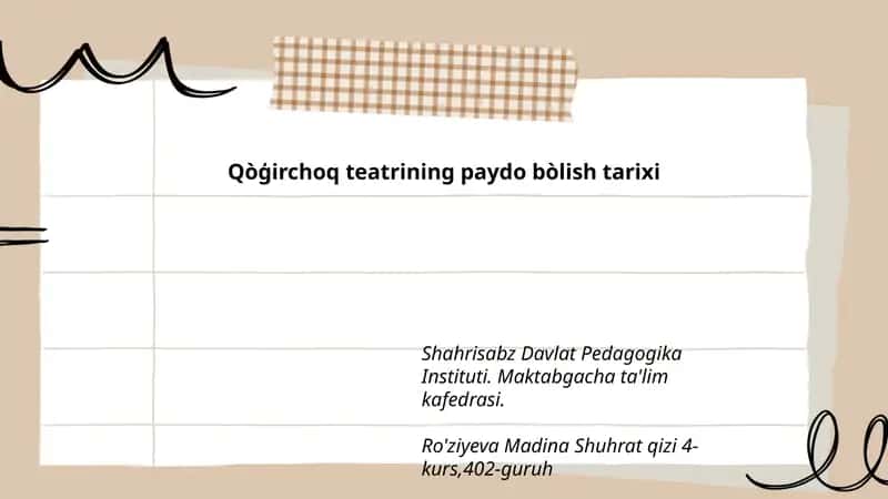 Qo'g'irchoq teatrining paydo bòlish tarixi