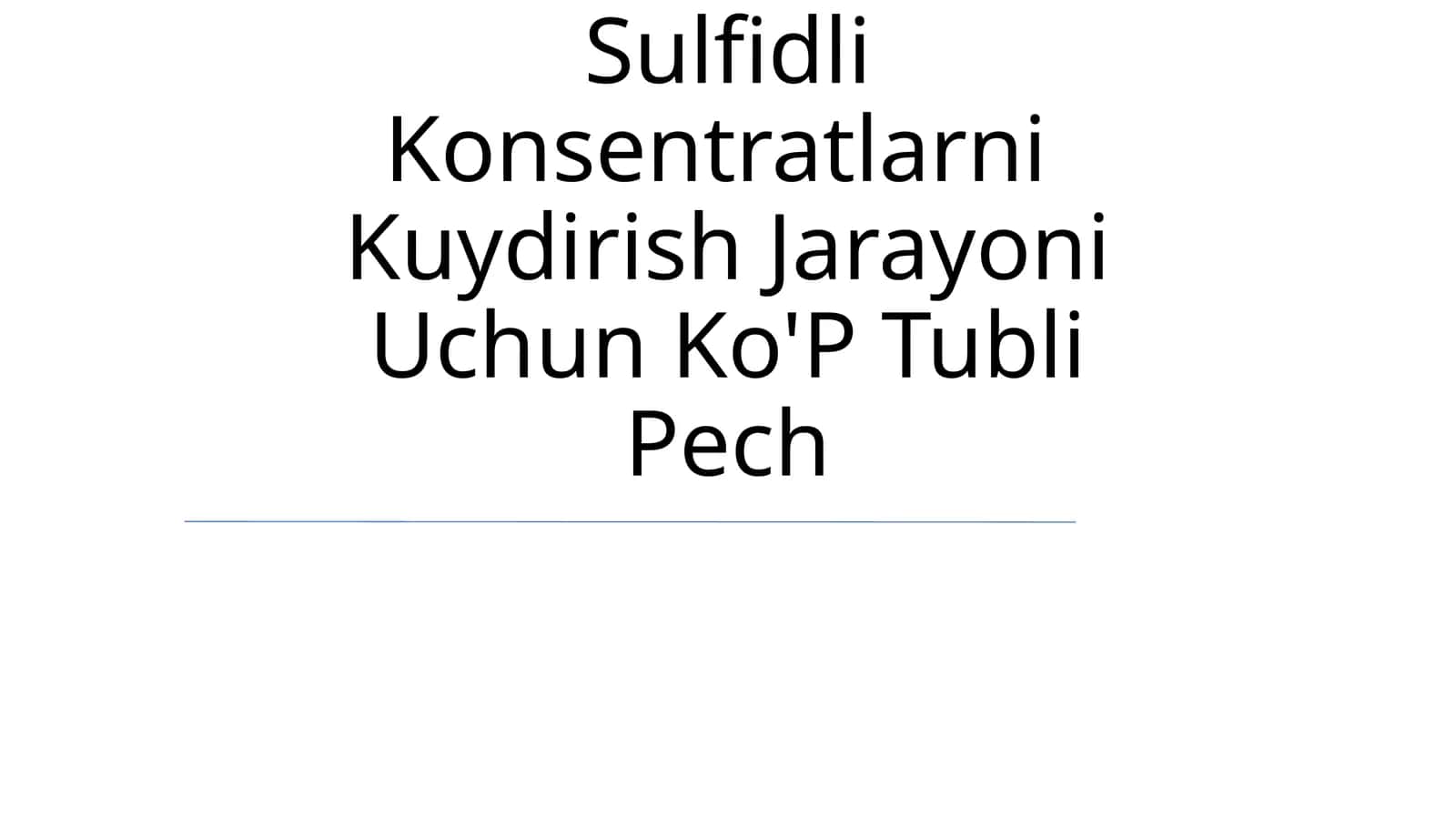 Sulfidli Konsentratlarni Kuydirish Jarayoni Uchun Ko'P Tubli Pech