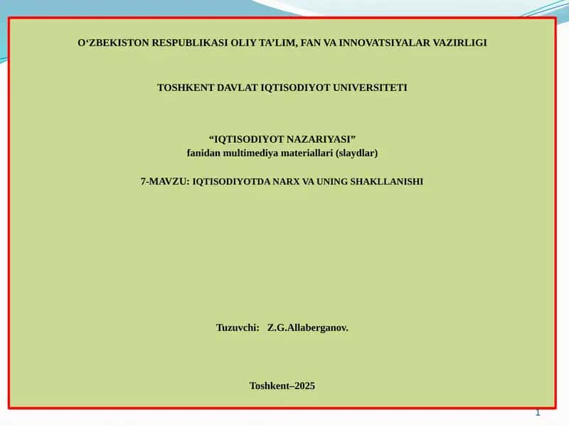 IQTISODIYOT NAZARIYASI