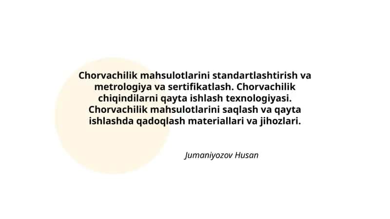 Chorvachilik mahsulotlarini standartlashtirish va metrologiya va sertifikatlash