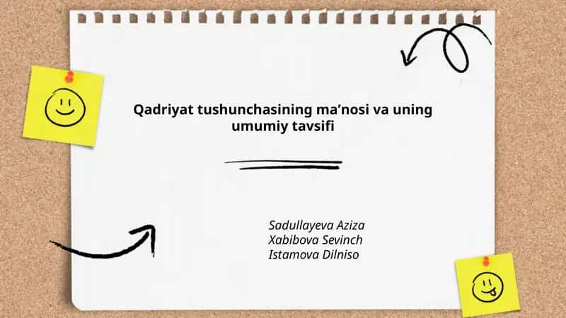 Qadriyat tushunchasining maʼnosi va uning umumiy tavsifi