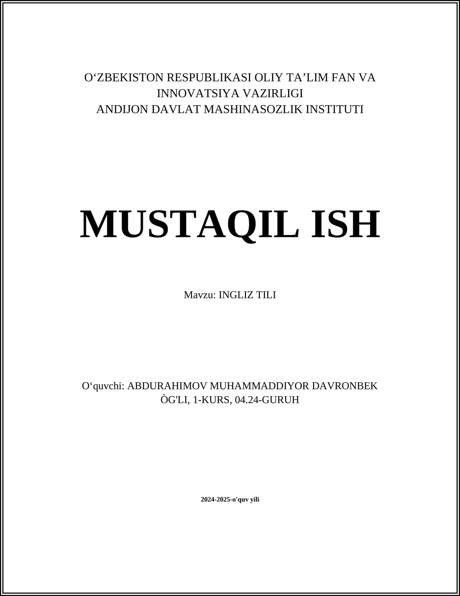 INGLIZ TILI