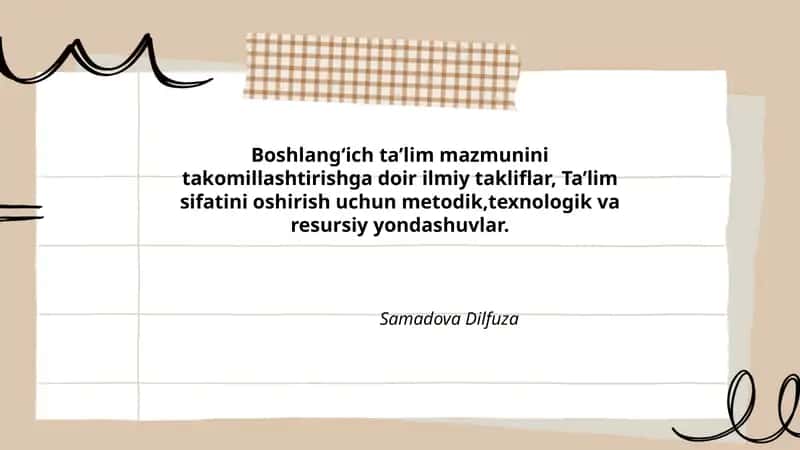 Boshlang‘ich ta'limga doir takliflar