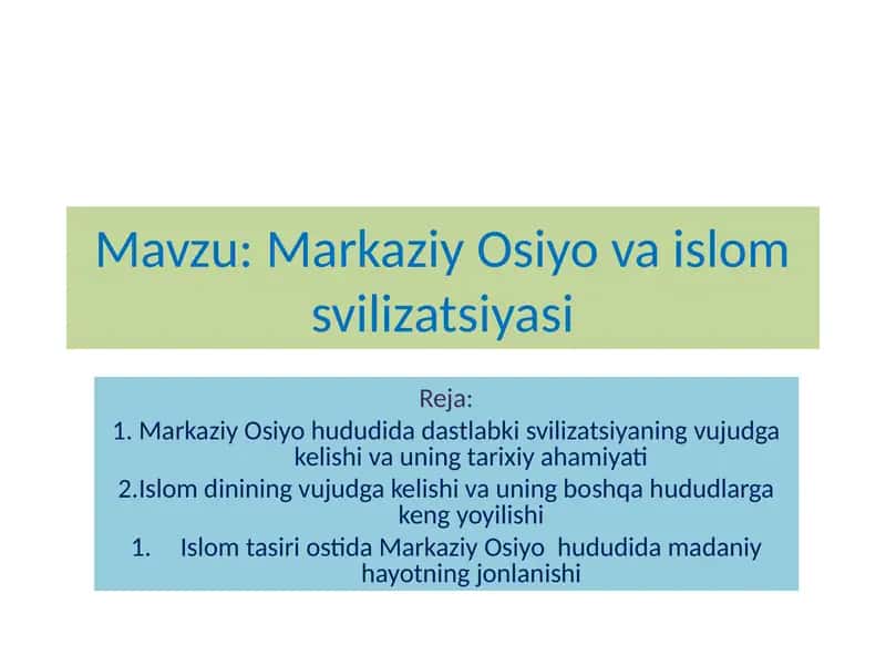 Markaziy Osiyovaislom sivilizatsiyasi