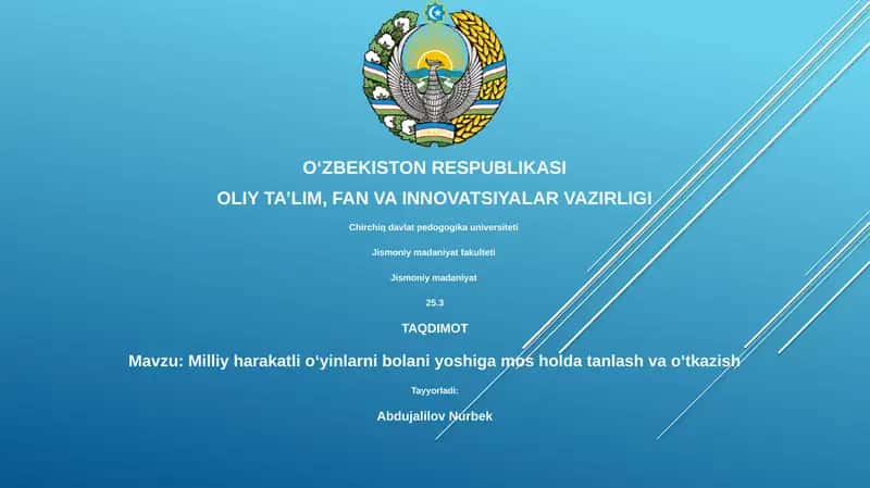 Milliy harakatli oʻyinlarni bolani yoshiga mos holda tanlash va oʻtkazish