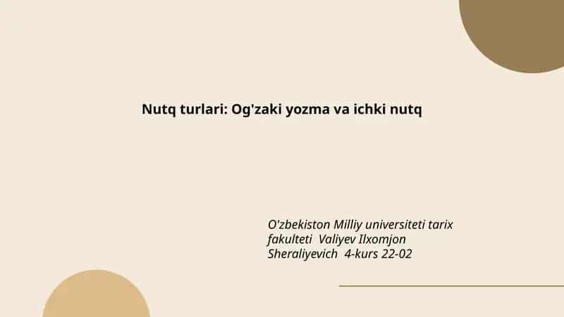 Nutq turlari: Og'zaki yozma va ichki nutq