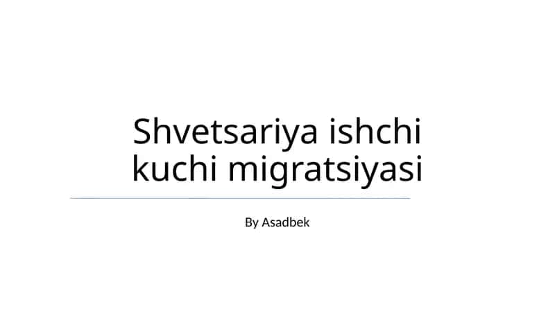 Shvetsariya ishchi kuchi migratsiyasi