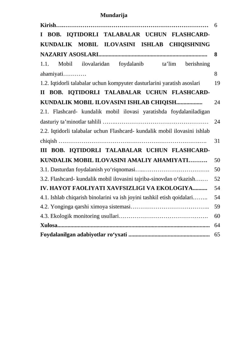 IQTIDORLI TALABALAR UCHUN FLASHCARD- KUNDALIK MOBIL ILOVASINI ISHLAB CHIQISHNING NAZARIY ASOSLARI