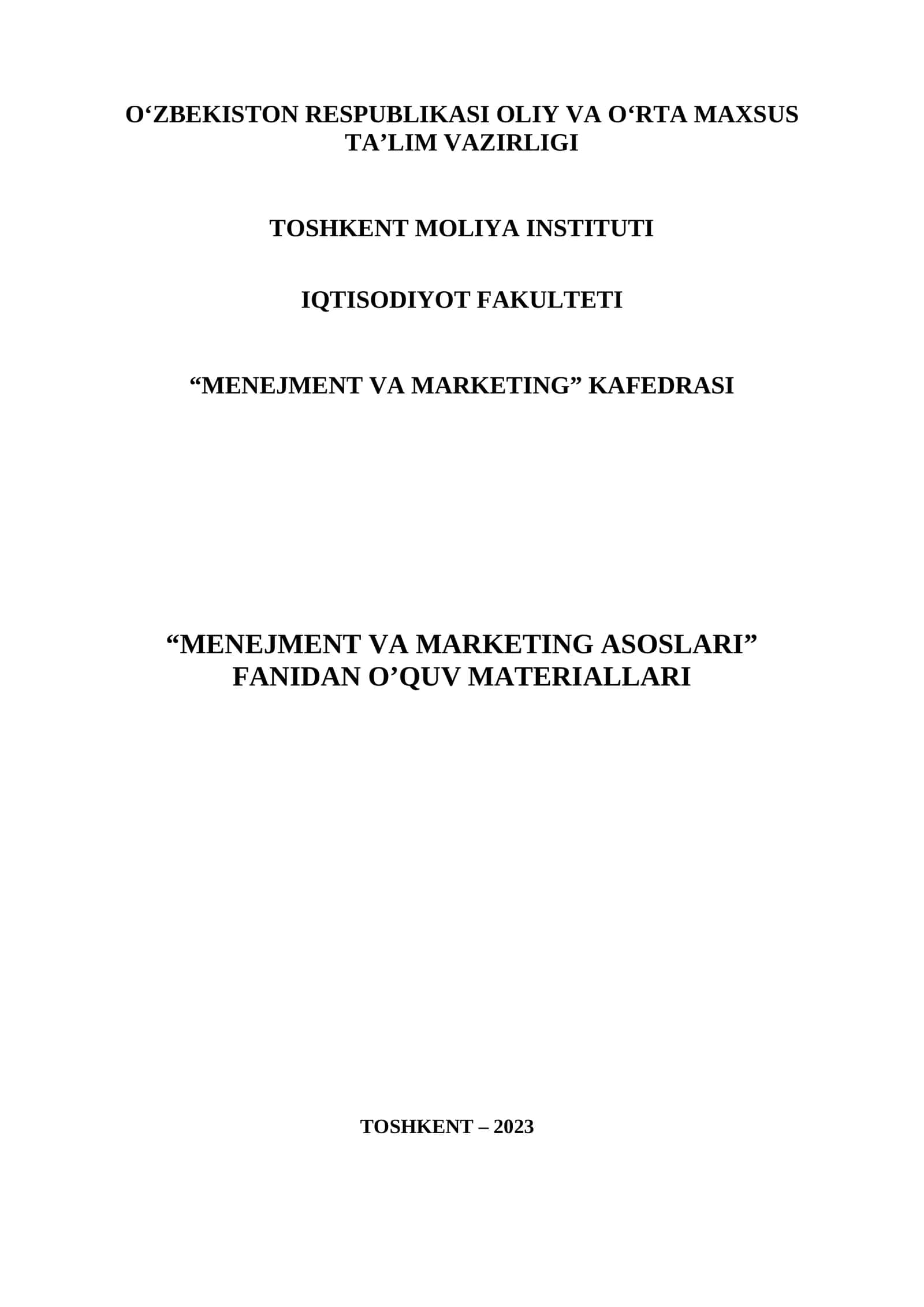 Menejment va marketing asoslari