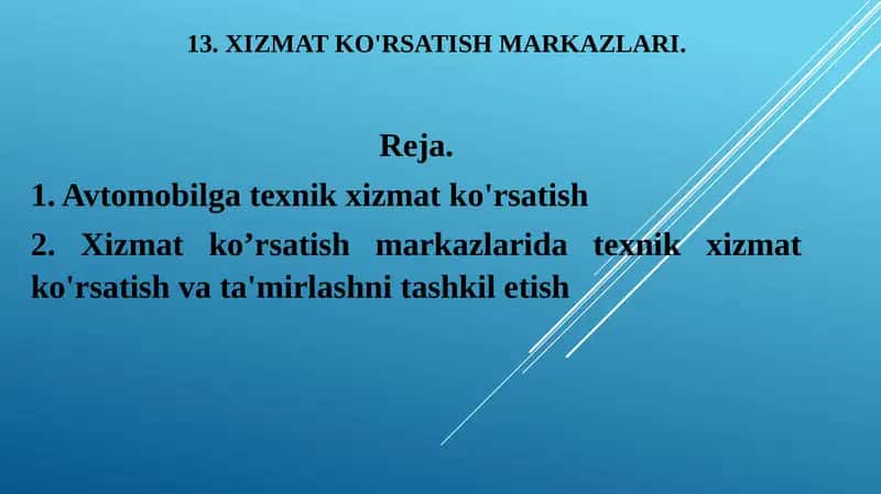 XIZMAT KO'RSATISH MARKAZLARI