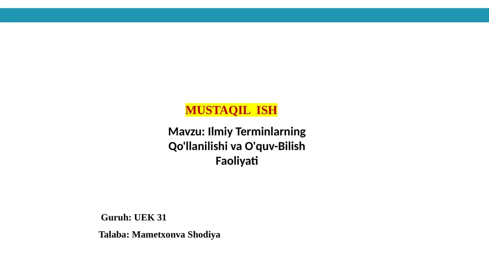 Ilmiy Terminlarning Qo'llanilishi va O'quv-Bilish Faoliyati