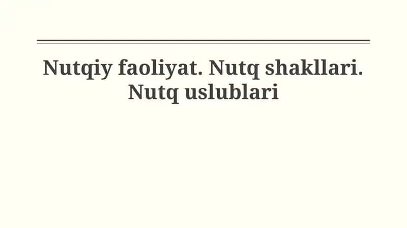 Nutq faoliyati