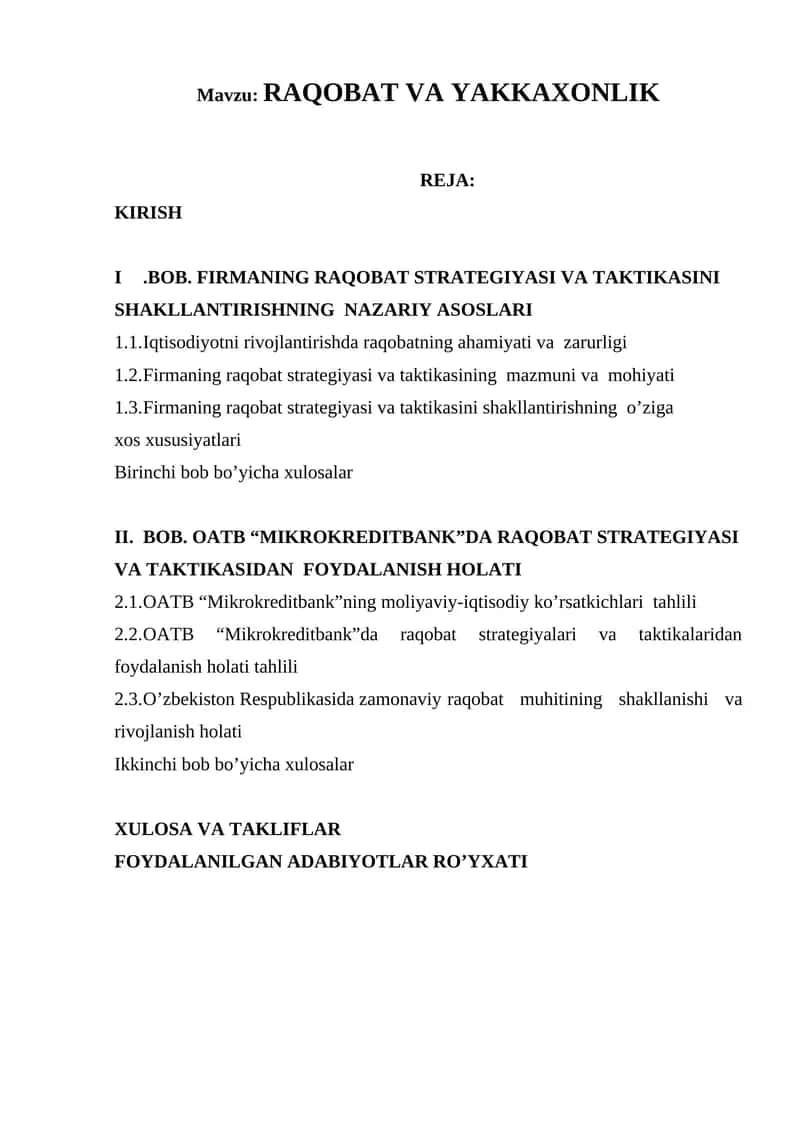 RAQOBAT VA YAKKAXONLIK