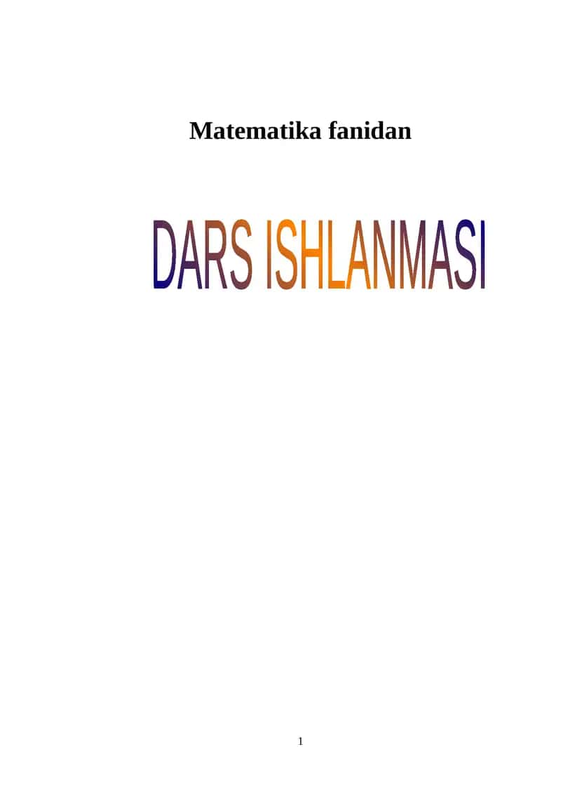 Matematika fanidan Darsning texnologik xaritasi
