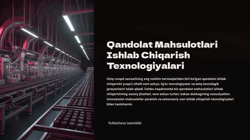 Qandolat Mahsulotlari Ishlab Chiqarish Texnologiyalari
