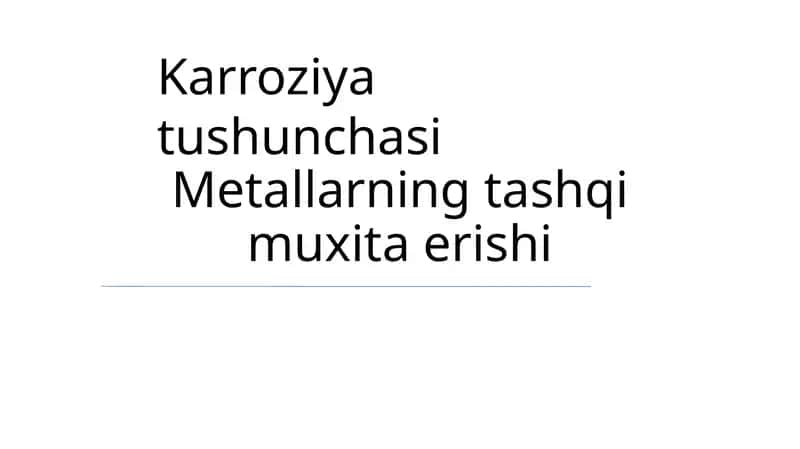 Korroziya tushunchasi