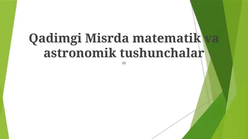 Qadimgi Misrda matematik va astronomik tushunchalar