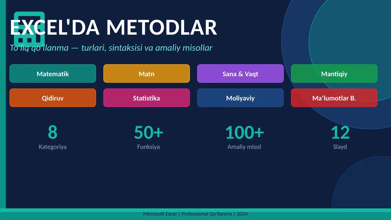 Microsoft Excel | Professional Qo'llanma | 2024