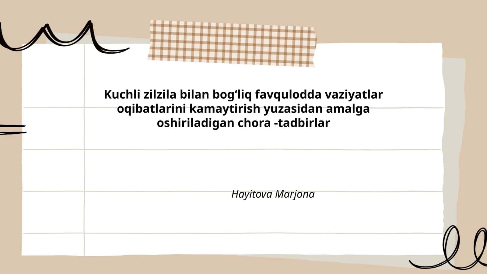 Kuchli zilzila bilan bogʻliq favqulodda vaziyatlar oqibatlarini kamaytirish yuzasidan amalga oshiriladigan chora -tadbirlar
