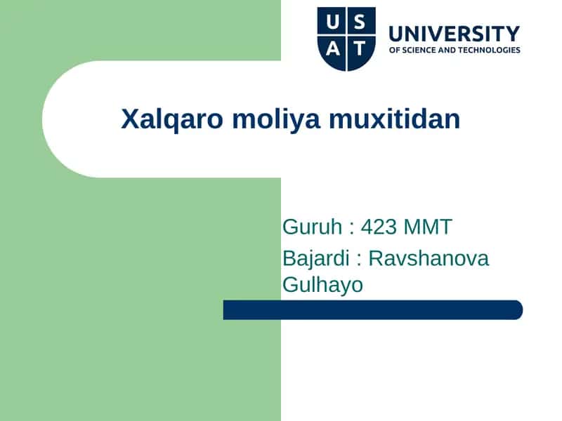 Xalqaro va mintaqaviy moliya, valyuta va kredit tizimi