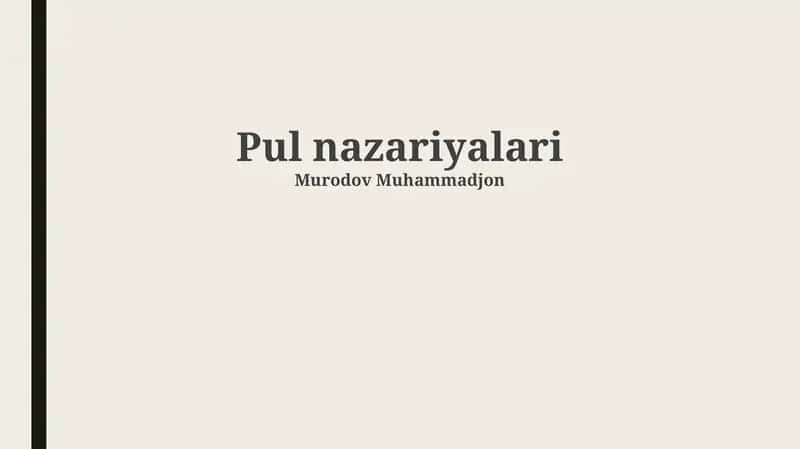 Pul nazariyalari