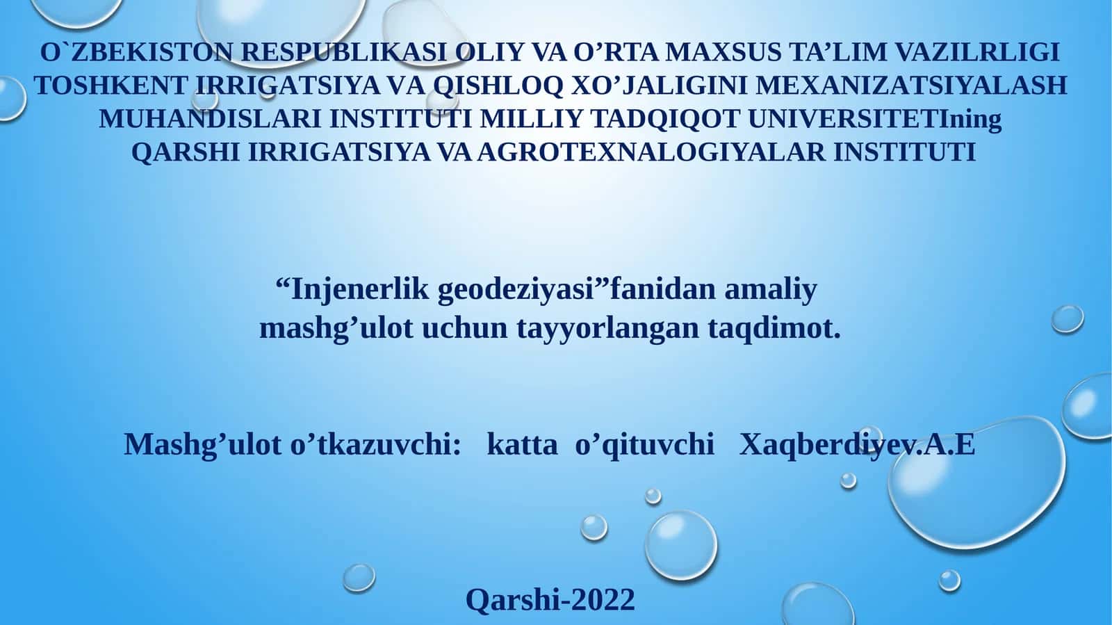 Gorizontal va vertikal burchaklarni o’lchash. Teodolitlarning tuzilishi va ularni tekshirish. Karta va planlarda relyefni tasvirlash. Analitik va grafikus usulda gorizontallarni o’tkazish