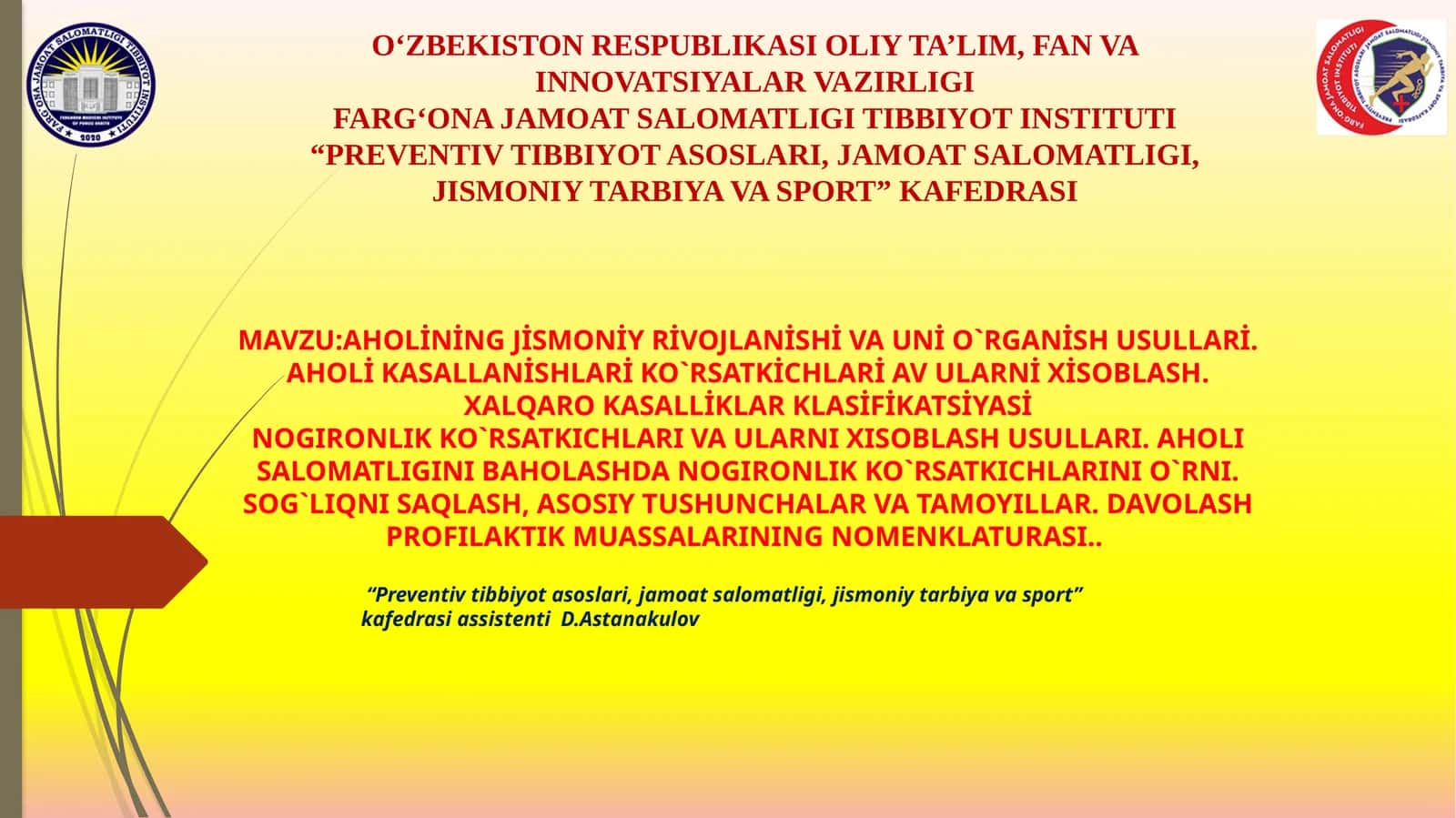AHOLİNİNG JİSMONİY RİVOJLANİSHİ VA UNİ O`RGANİSH USULLARİ