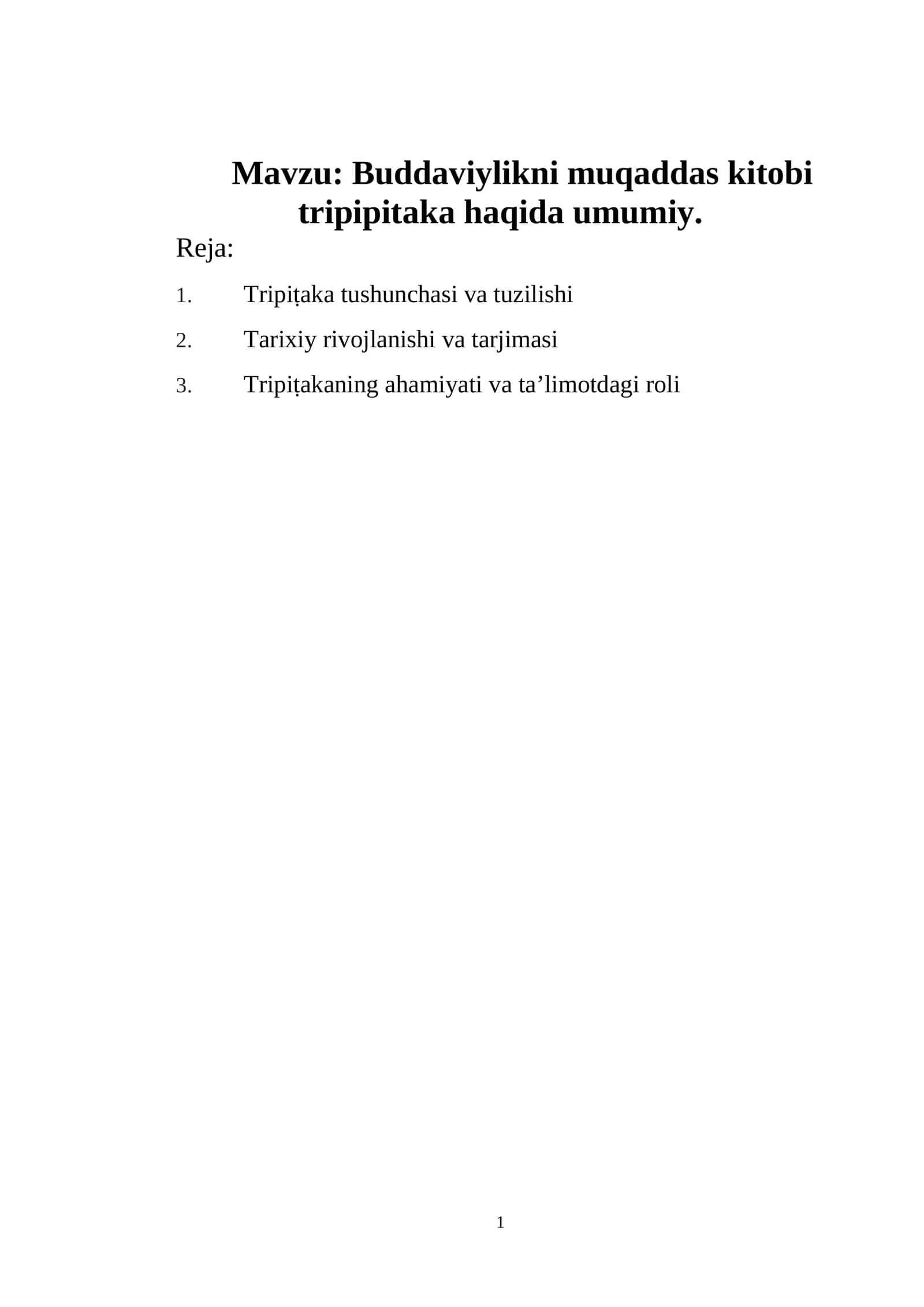 Buddaviylikni muqaddas kitobi tripipitaka haqida umumiy
